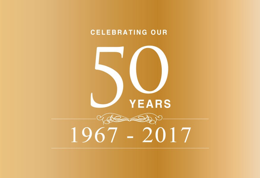Tamlite celebrating 50 years image with gold background