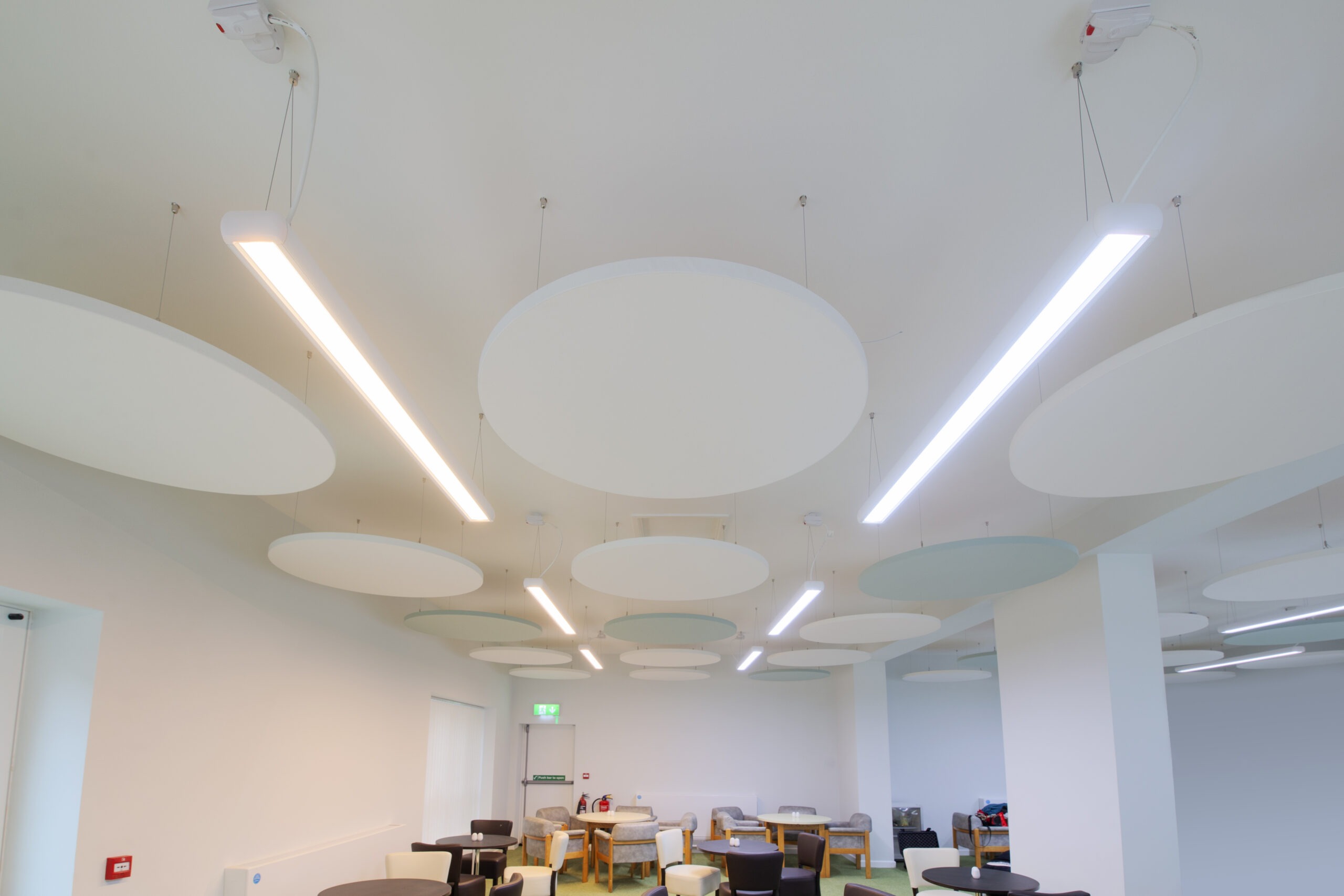 Tamlite Palmer Centre Chepstow dining area suspended LED lighting ceiling