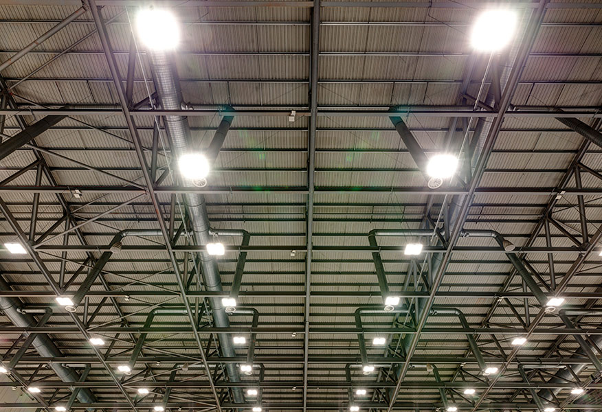 Tamlite Ricoh Arena Coventry sports hall ceiling LED lighting
