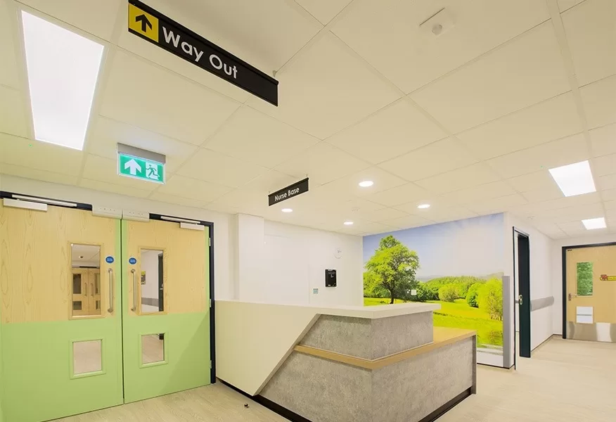 Tamlite Crawley Hospital emergency exit with stairway LED lighting