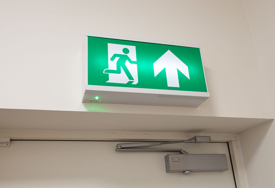 Tamlite Rosehall Care Home emergency exit LED lighting doorway