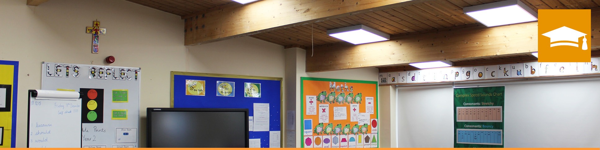 Tamlite Education classrooms LED lighting header with icon