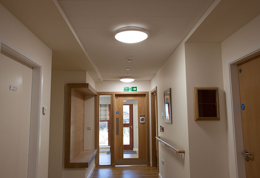 Tamlite Rosehall Care Home corridor emergency exit LED lighting