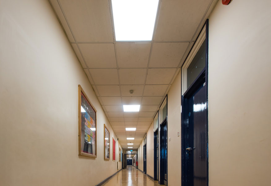Tamlite The Abbey School Faversham Kent corridor LED lighting