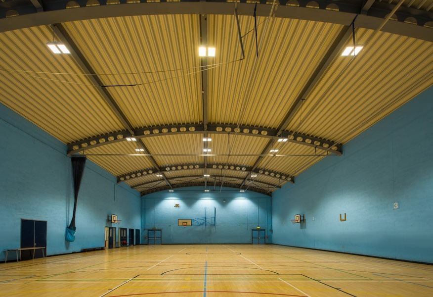 Tamlite The Abbey School Faversham Kent sports hall LED lighting
