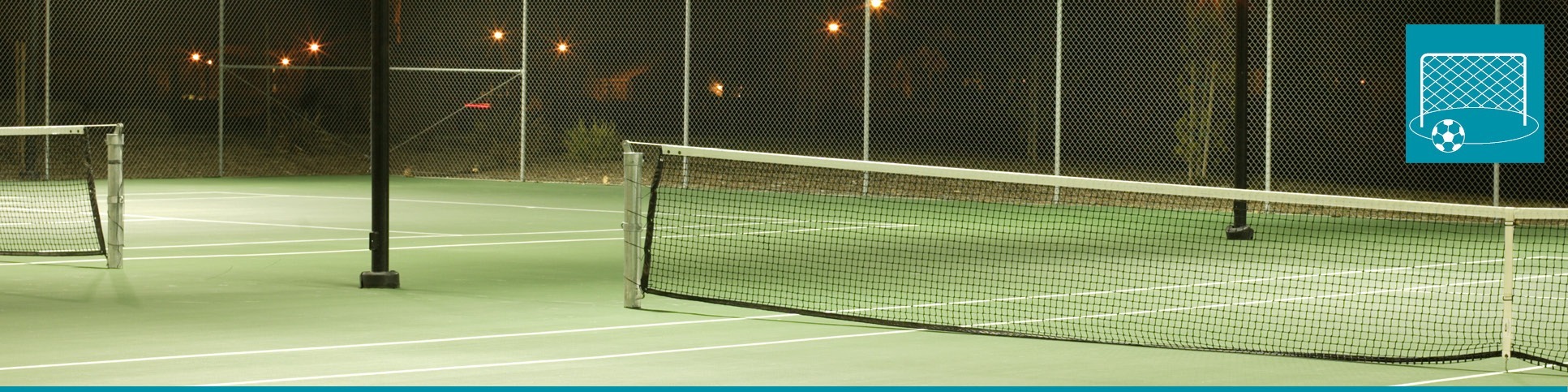 Tamlite Lighting for Outdoors sports header tennis court image with icon