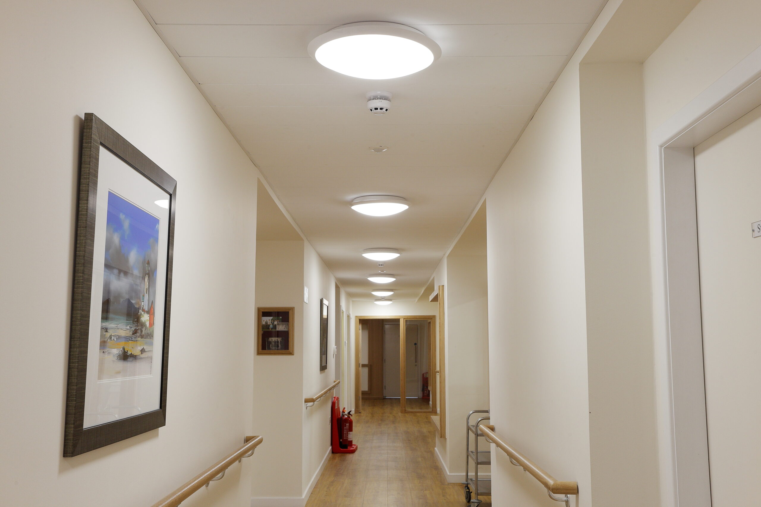 Tamlite Rosehall Care Home corridor LED lighting