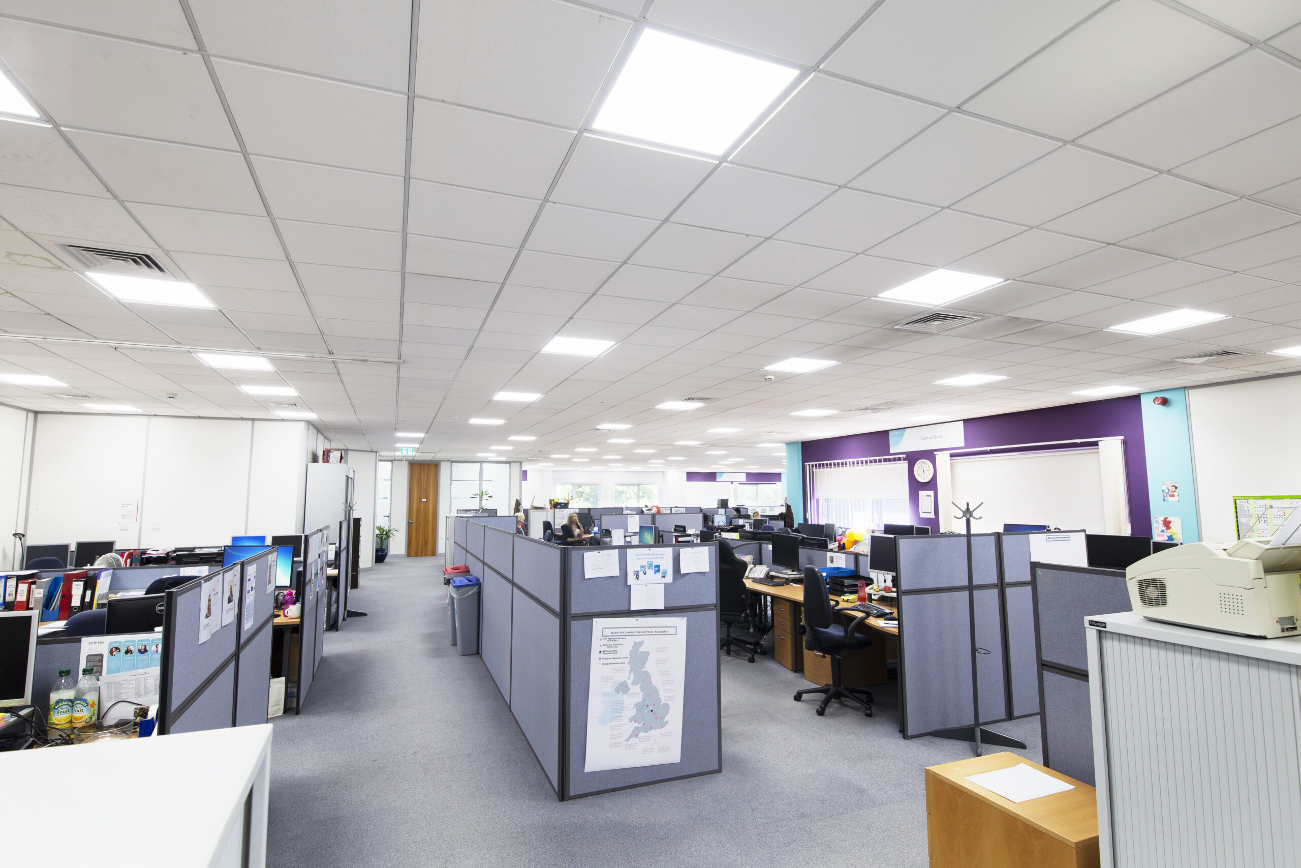 Tamlite Celesio UK Coventry office LED lighting work stations