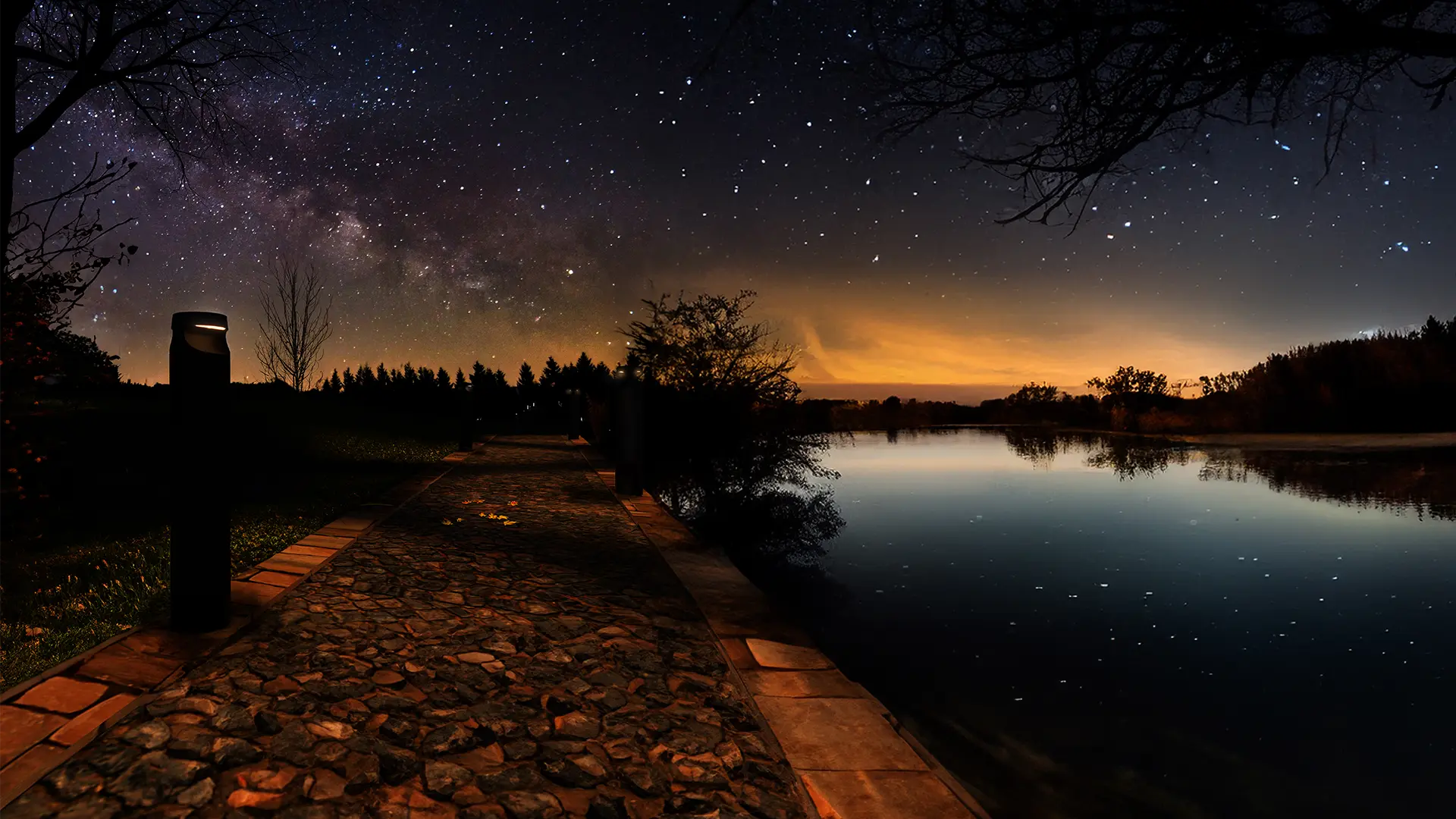 City path dark sky led bollard